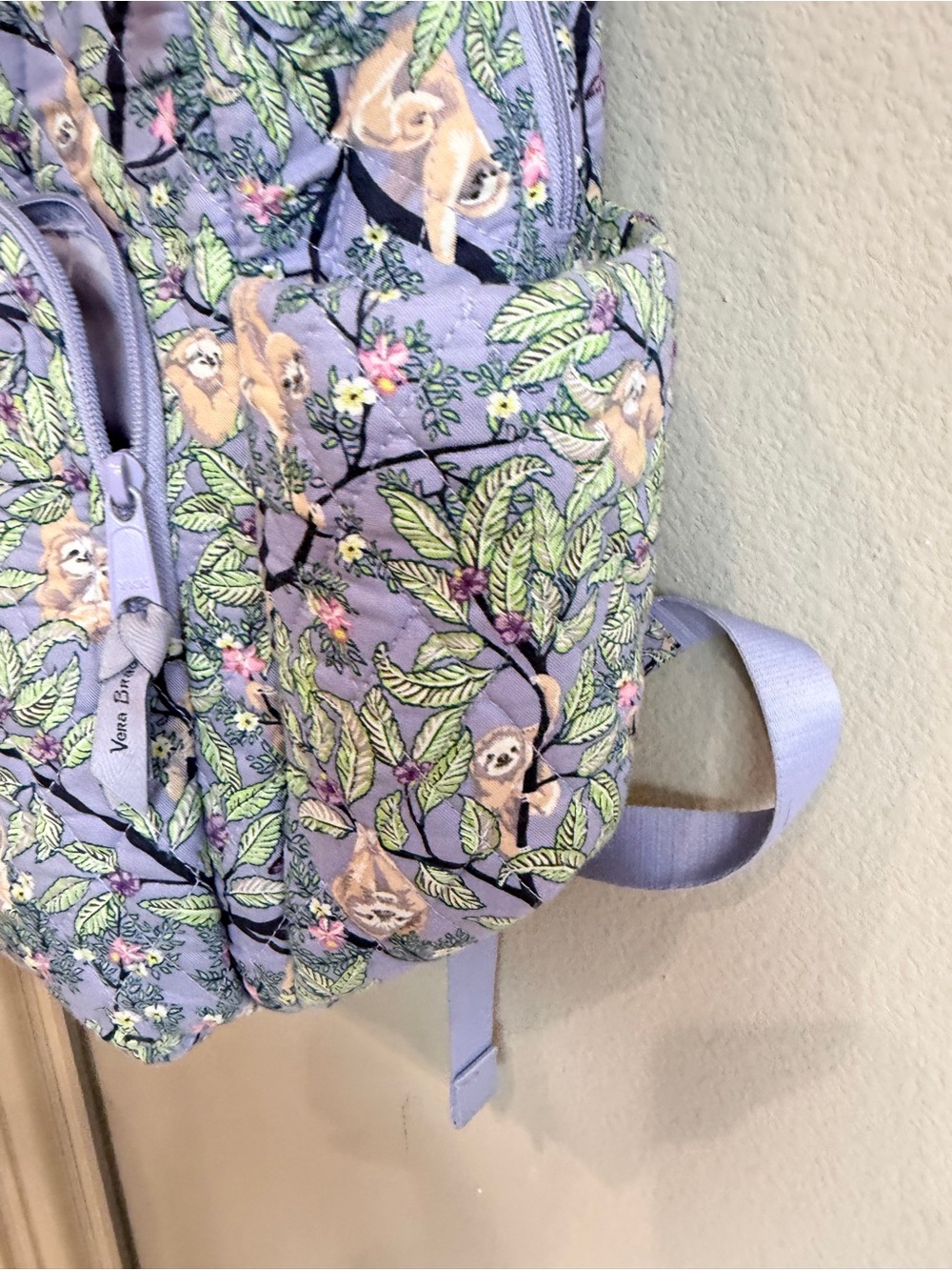 Vera Bradley Campus Backpack Hanging Around Sloth Purple Retired Print - Picture 3 of 9
